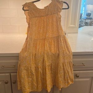 Yellow floral dress with ruffle sleeve